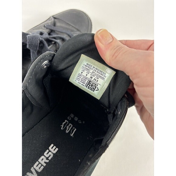 Converse Low Top Sneakers Black 8 Neoprene Gothic Goth Gothcore Black on Black - Picture 8 of 9